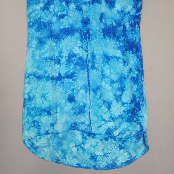 C&C California Cover Dress Womens M Blue Tye Dye Drawstring Short Sleeves New - Picture 3 of 14
